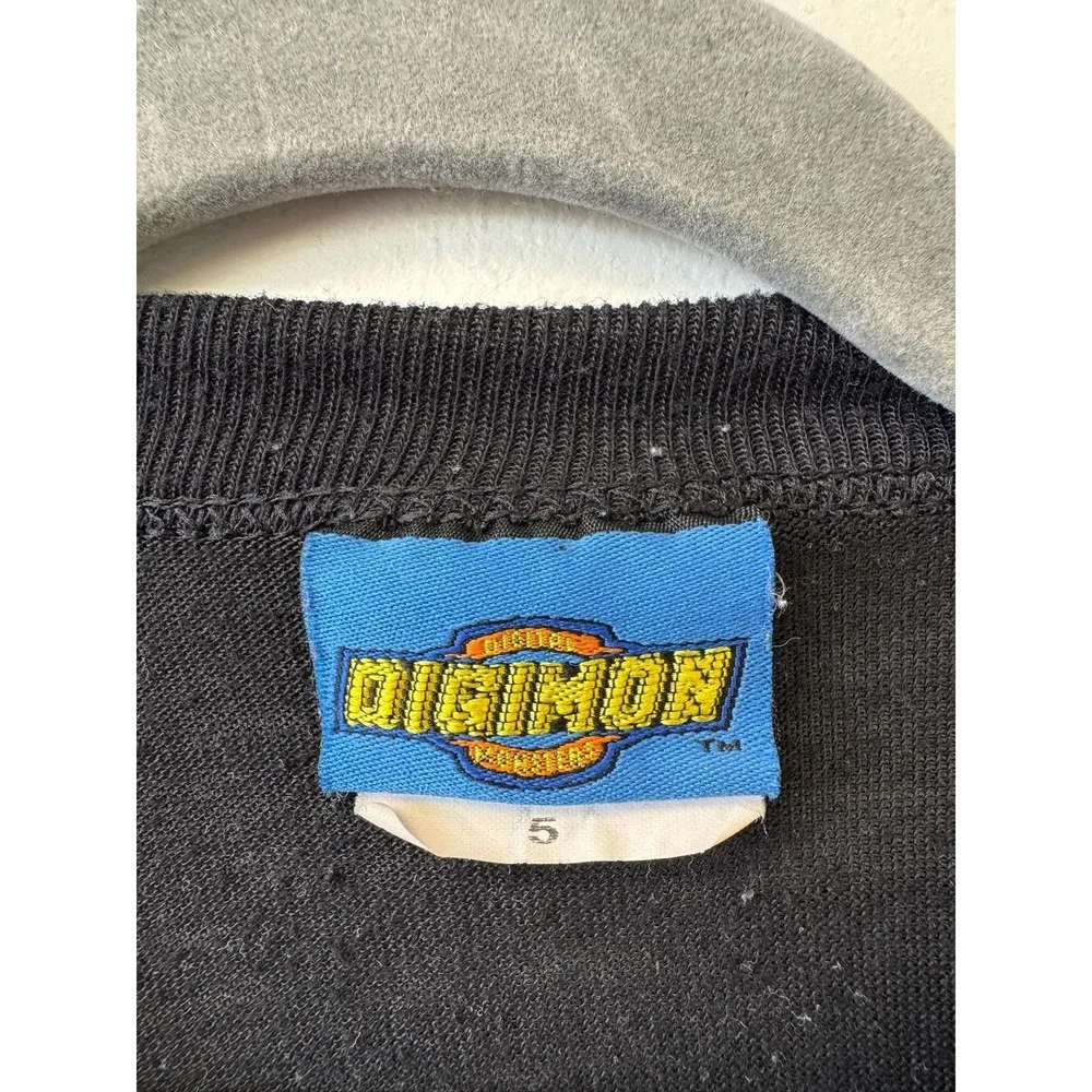 Vintage Digimon Shirt Kids 5 Black Blue Long‎ Sleeve Anime Graphic 2000s Y2K - Picture 2 of 6
